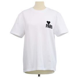 Autre Marque Camiseta de cuello redondo Ami Alexandre Mattiussi de algodón blanco con corazón de París bordado Blanco