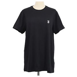Camiseta de cuello redondo de algodón negro Burberry con bordado TB Negro