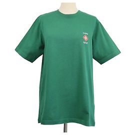 Camiseta de cuello redondo de algodón verde con estampado del logotipo Casablanca Verde