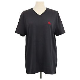T-shirt Burberry em algodão preto com logótipo bordado e decote em V Preto