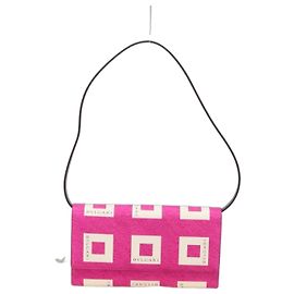 Bulgari Clutch Bvlgari em lona e couro Rosa