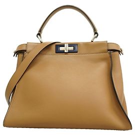 Sac à main en cuir Fendi Peekaboo Marron