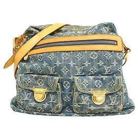 Bolso de hombro Louis Vuitton Monogram Denim Baggy GM Azul