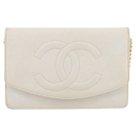 Chanel Vintage Timeless Wallet on Chain Caviar Bianco