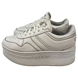 Céline Celine Zapatillas Platform Block Wedge Blanco