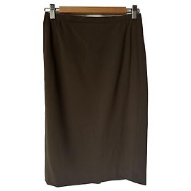 Autre Marque Aspect Blu Brown Wool Pencil Skirt Brown