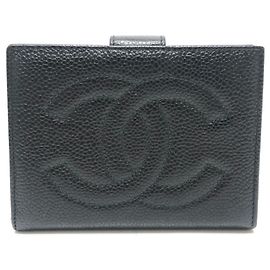 Chanel Coco Mark Stitch Long Wallet Schwarz
