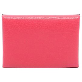 Hermès Hermes Calvi Duo Geldbörse/Münzbeutel Pink