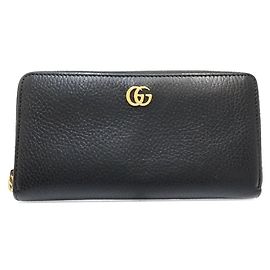 Portefeuille long Gucci GG Marmont en cuir noir Noir