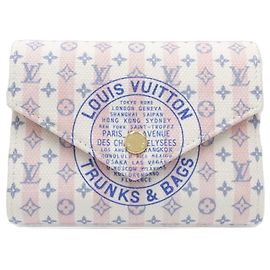 Portafoglio Louis Vuitton LV Stamp Tri-fold Bianco Blu