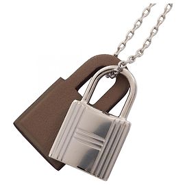 Hermès Hermes O'Kelly Etoupe Halskette Braun Silber
