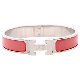 Hermès Click H Armreif Silber Pink