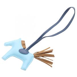 Hermès Hermes Rodeo PM Celeste Craft Bleu de Malte Charm Braun Blau Marineblau