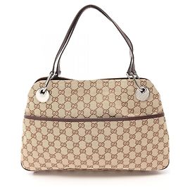 Bolso de hombro Gucci GG Canvas Castaño Beige