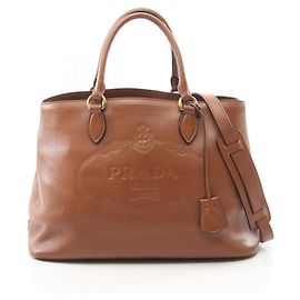 Prada 2-Way Handtasche aus braunem Leder Braun