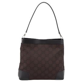 Gucci Vintage Clasp Handle Hobo (Outlet) GG Canvas Medium Braun