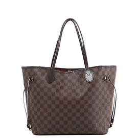 Sac à épaule Louis Vuitton Neverfull MM Damier Ebene en marron N51105 Rouge