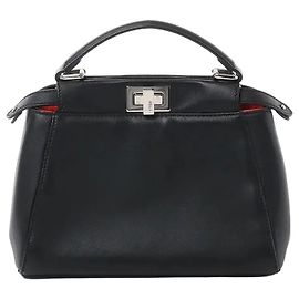 Fendi Peekaboo Mini Leather 2Way Handbag in Black 8BN244 Red