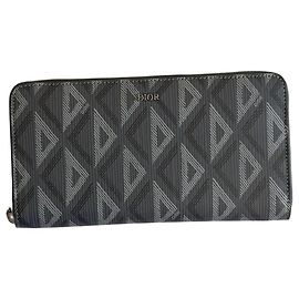 Cartera con cremallera Dior Oblique Gris