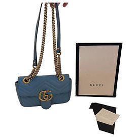 Borsa a tracolla Gucci Marmont in pelle blu Blu
