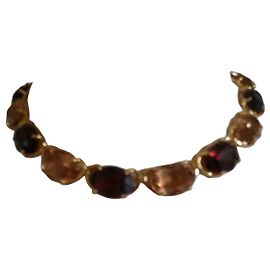 Swarovski Collar de Cristales Burdeos y Ámbar Dorado Dorado Burdeos