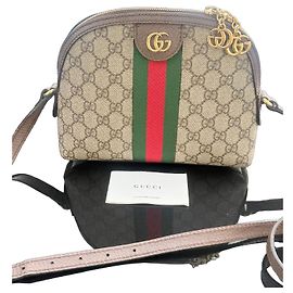 Borsa a tracolla Gucci Ophidia GG Supreme canvas Marrone Verde