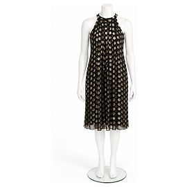 Abito halter Diane von Furstenberg Lainey a pois in seta e rayon Nero D'oro