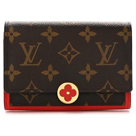 Louis Vuitton Monogram Canvas Flore Geldbörse Braun Rot