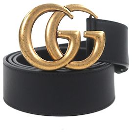 Cinturón de piel Gucci GG Marmont Negro
