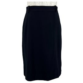 Saia Chanel preta de lã e seda Preto
