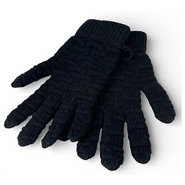 Hermès H pattern Cashmere Gloves M Black