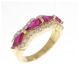 Autre Marque Crescent Vert Ring Synthetischer Rubin Au750 Golden