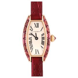 Cartier Mini Tonneau Lanière Au750 Quartz Silber