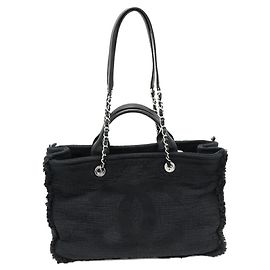 Borsa 2way Chanel Deauville in vitello e cotone Nero