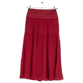 Autre Marque Jupe longue évasée en soie rouge ME + EM Rouge