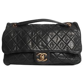 Chanel Bolsa de ombro Pearl Shiba 2012 em couro de bezerro preto Preto