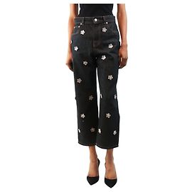 Marni Jeans noirs ornés de fleurs - size UK 6 Noir