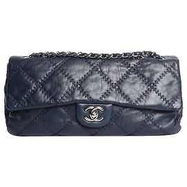 Chanel Bolso de solapa Navy 2011 Wild Stitch Azul marino