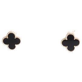 Van Cleef & Arpels Brincos Black Vintage Alhambra Preto