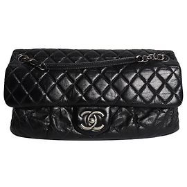 Chanel Schwarte gesteppte Schultertasche aus Lammleder 2010 Schwarz