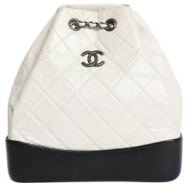 Chanel Mochila Gabrielle 2019 em couro acolchoado branco Branco