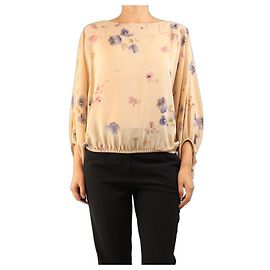 Loro Piana Top de seda floral en acuarela neutra - size M Otro