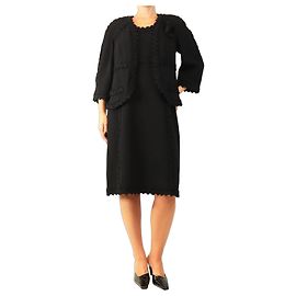 Chanel Set giacca e abito con frange a volant Black FW03 - size UK 12 Nero