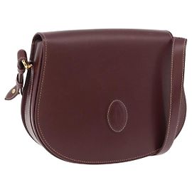 CARTIER Must Line Shoulder Bag Leather Bordeaux Gold Otro