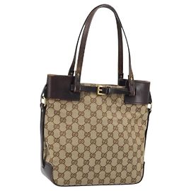 GUCCI GG Canvas Handtasche Beige Gold 107757 Andere