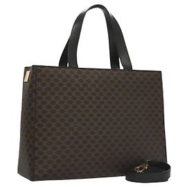 Céline CELINE Bolso de mano de lona Macadam PVC Cuero 2way Negro Oro Otro