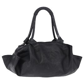 LOEWE Nappa Aire Anagram Handtasche Leder Schwarz Gold Andere