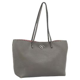 FENDI Celeria Tote Bag Leather Gray Silver Altro