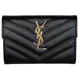Autre Marque Carteira de couro preto Saint Laurent Preto