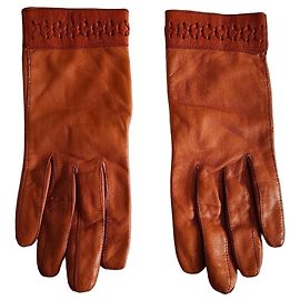 Autre Marque Gants en cuir d'agneau orange Orange